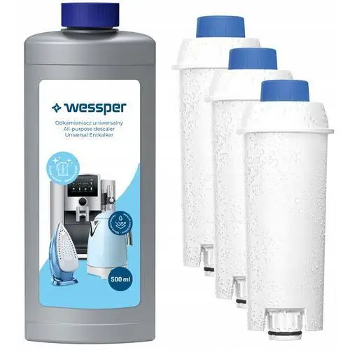 3x filtr wody Wessper do ekspresu Delonghi odkamieniacz 0,5l