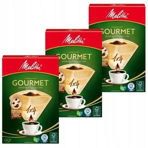 3x Papierowe filtry kawy do ekspresu 240 szt Melitta Gourmet Premium 1x4