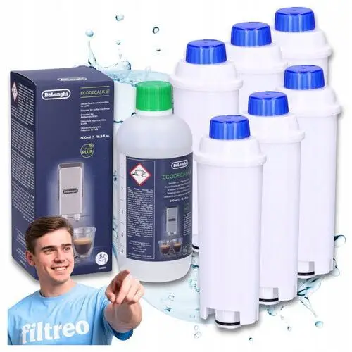 6x Filtr do ekspresu Delonghi Seltino Ovale Ecodecalk 500ml szczoteczka