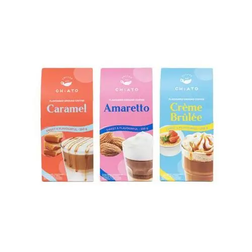 Zestaw kawy mielonej CHiATO Amaretto & Caramel & Crème Brûlée, 3 x 250 g