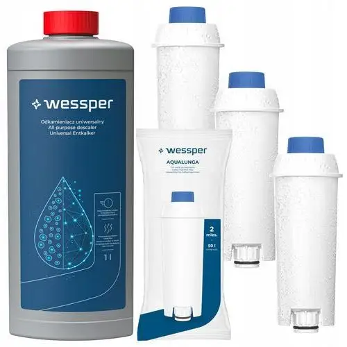 Wessper: odkamieniacz do ekspresu 1l 3x filtr do wody do ekspres Delonghi