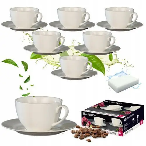 Zestaw Kawowy Filiżanki Na Kawę Herbatę Białe 6 Sztuk Porcelanowe Klasyczne