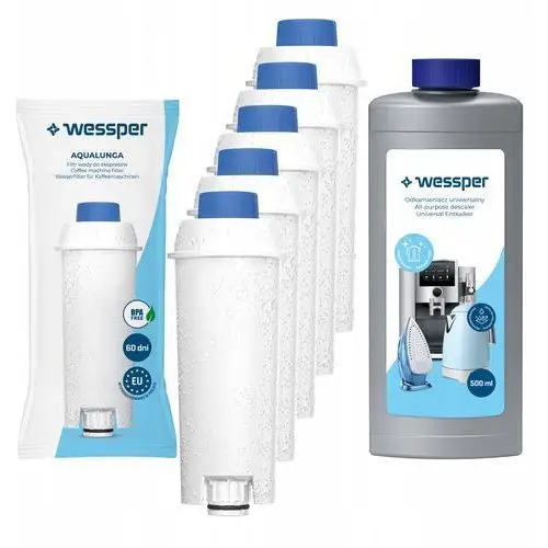 Zestaw Wessper do ekspresu Delonghi: 5x filtr wody odkamieniacz 0,5l